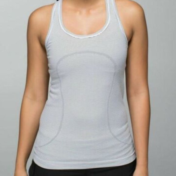 Lululemon Swiftly Racerback Tank White Black Stripe size 10 - Picture 7 of 7